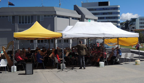 Crowded into 2 gazebos